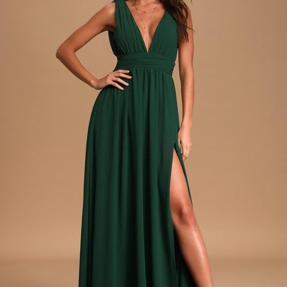 heavenly hues forest green maxi dress